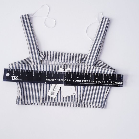 ZARA Denim Striped Crop Top - Picture 6 of 8